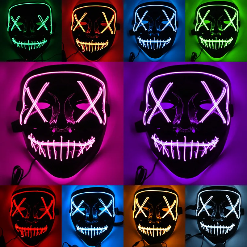 Toy Sports Colorful LED Party Mask Light Up The Purge Election Fun Halloween Festival Cosplay Supplies Glow In Dark |