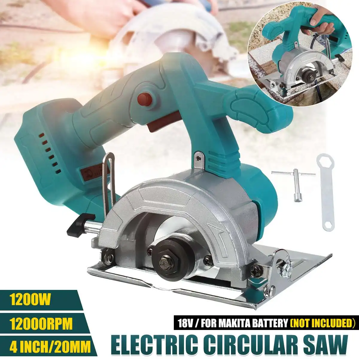 

18V 4 Inch Electric Circular Saw 12000RPM Handle Power Tools Rechargeable Multifunction Cutting Machine For Makita Battery