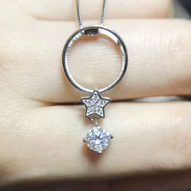 Женский кулон в виде звезды с муассанитом серебряное ожерелье 925 ctVVS ювелирные
