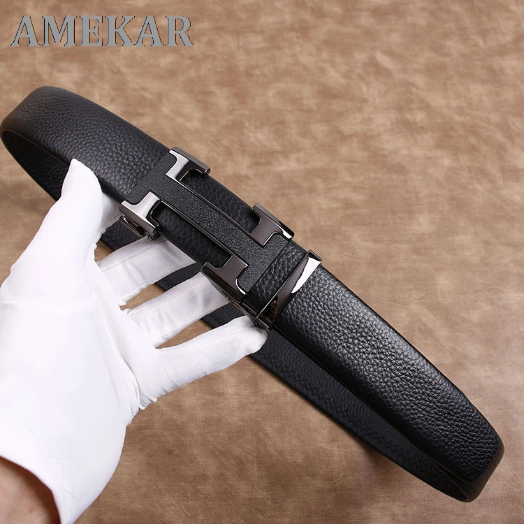 H мужской кожаный ремень Зеленый молодой первый слой чистой кожи контрастного