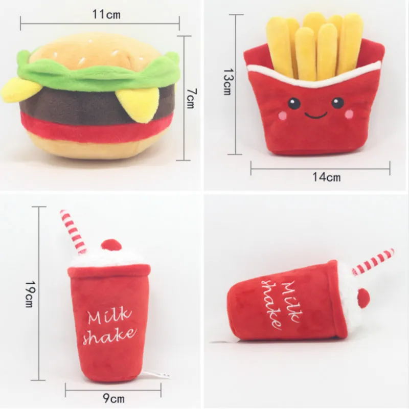 

Dog Toy Cat Toy Dog Chew Toys Pet Toys Cat Supplies Fleece Squeak Toys Fries Hamburgers Milkshakes Pet Supplies