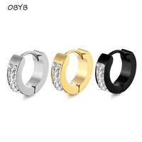 obyb unique fashion female jewelry punk stainless steel huggies small circle hoop earrings for women men rock hip hop jewelry