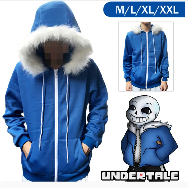 Sans Undertale Косплей толстовки латексная маска свежий Скелет Cos Синяя Куртка Костюм
