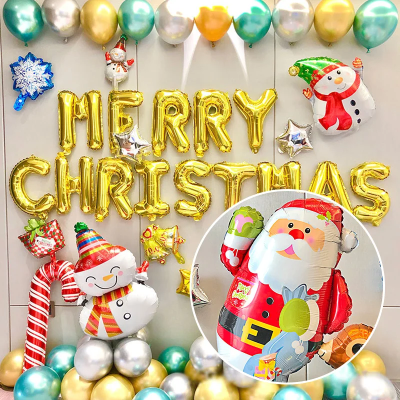 

Рождественские технические золотые серебряные шары в виде снеговика и Санты для рождественских праздников, украшения для домашвечерние