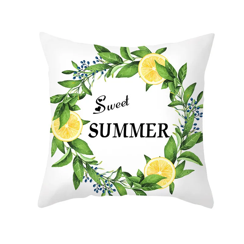 

Yellow Lemon Summer Cushion Cover Polyester Pillowcover Decorative Sofa Cushions Throw Pillows Pillowcases Home Decor