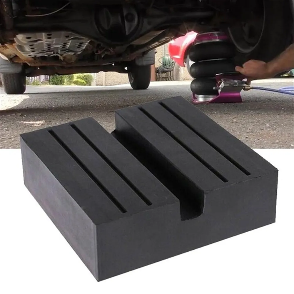 

1pc Black Square Universal Slotted Frame Rail Floor Jack Guard Adapter Pad Durable Automobiles Vehicle Repair Kit