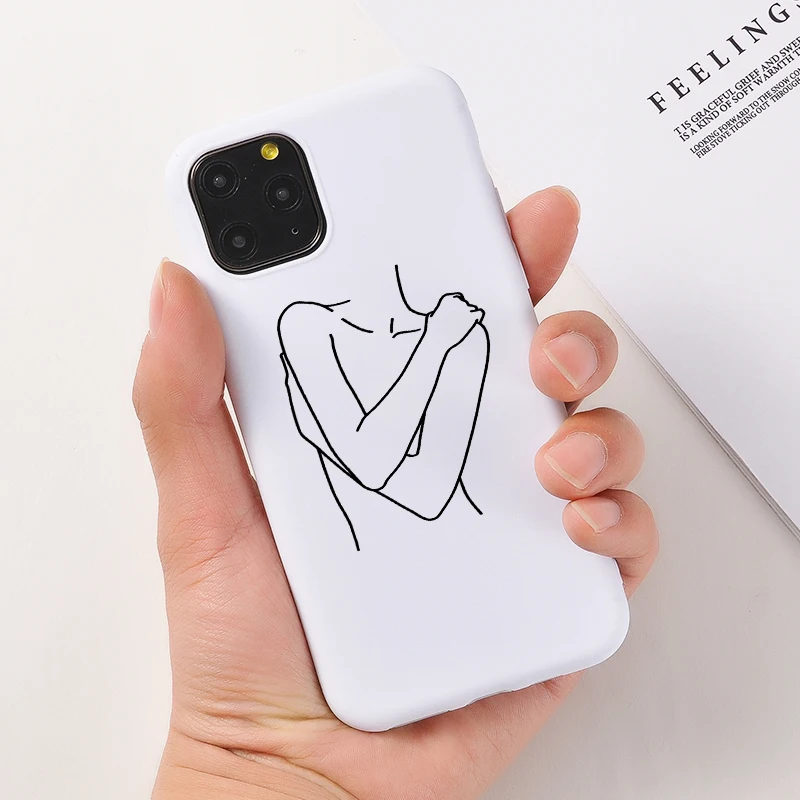 

Art Simple Lines Phone Case For iPhone 12 11 Pro Max 7 8 Plus SE 2020 X XR XS Case Cover Luxury Soft Silicone For iphone 11 Case