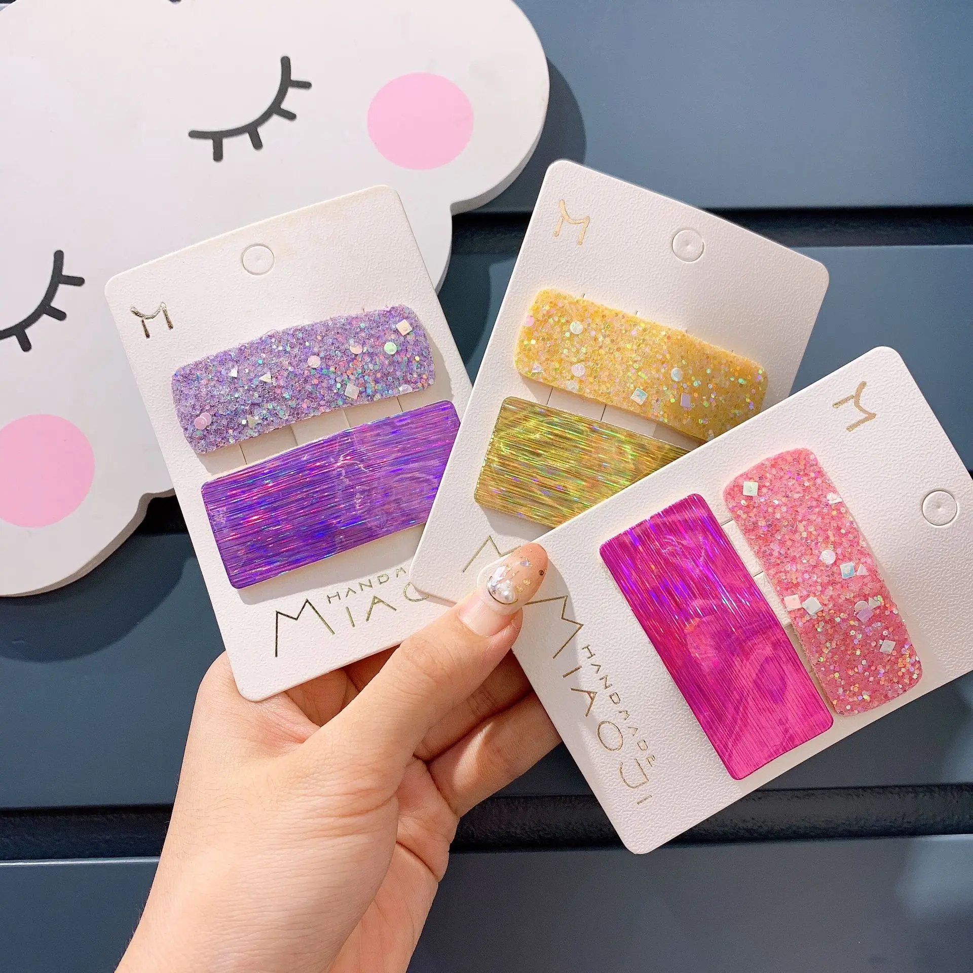 Женские Геометрические заколки для волос яркие треугольные с квадратными и