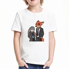 Летняя детская футболка, модная футболка из зверополиса в стиле Харадзюку, с изображением Ника кролика Джуди, футболка оверсайз для мальчиков и девочек, Прямая поставка
