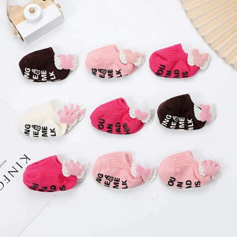

Girls Baby Socks Cartoon Wings Newborn Socks Dispensing Glue Anti-slip Infant Girls Socks Toddlers Boat Socks Children's Clothes