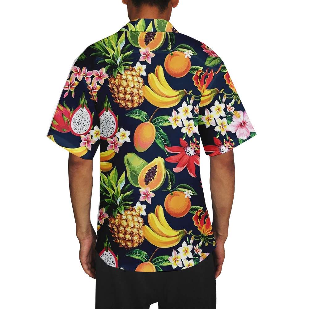 2021 модная мужская Повседневная рубашка Aloha с разноцветным принтом фруктов и