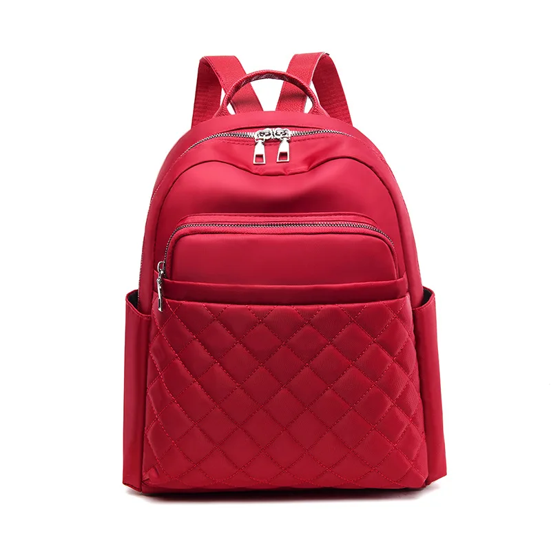 

2021 New Arrivals Women's Oxford Bagpacks Zipper Red Blue Solid Fashion High-capacity Design Simple Style Girl Bucket Bag