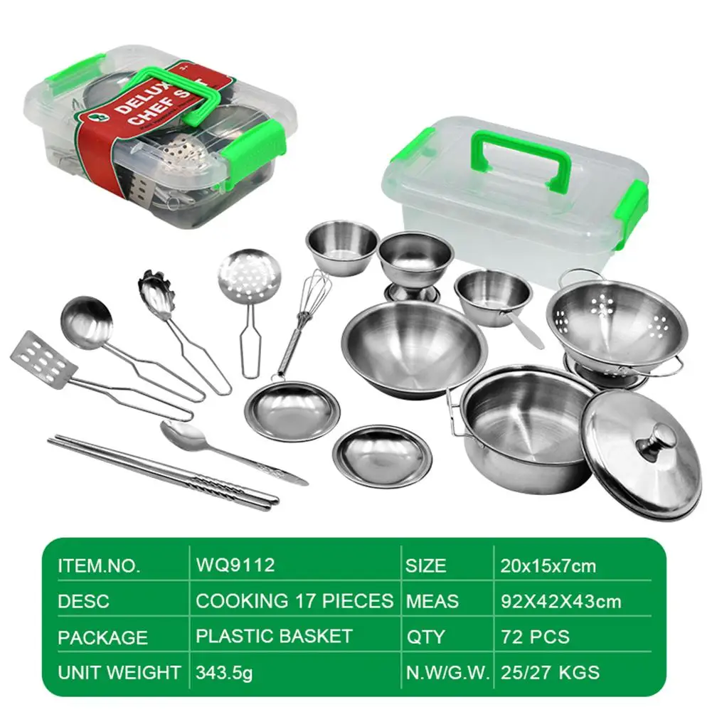 17 шт. Детские Кухонные Игрушки из нержавеющей стали миниатюрный набор для