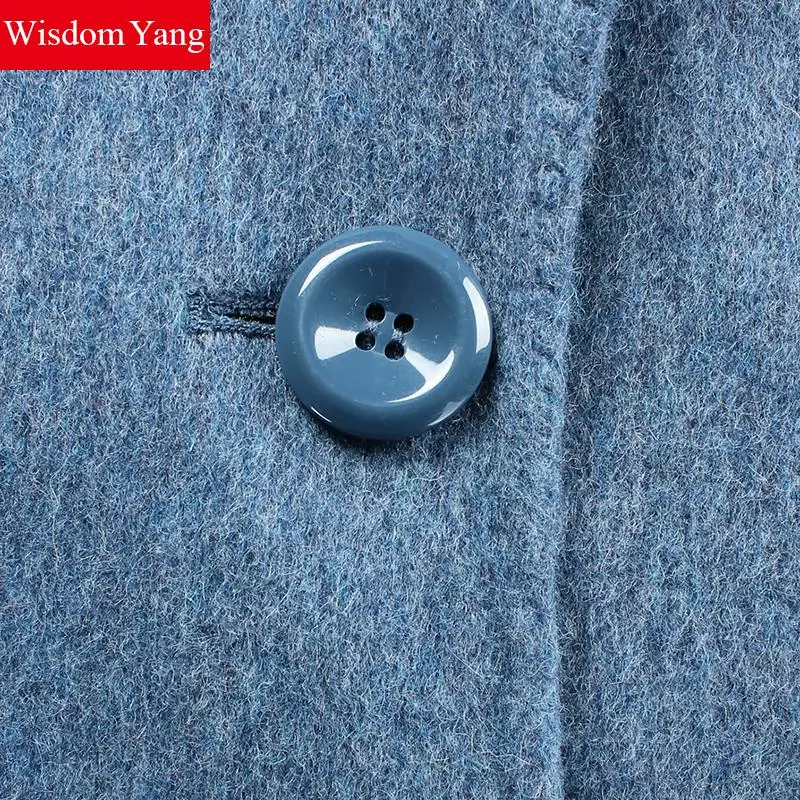 

Winter Coat Gray Long 70% Sheep Wool 8% Alpaca Cashmere Womens Coats Turndown Lady Elegant Trench Woolen Loose Big Overcoats