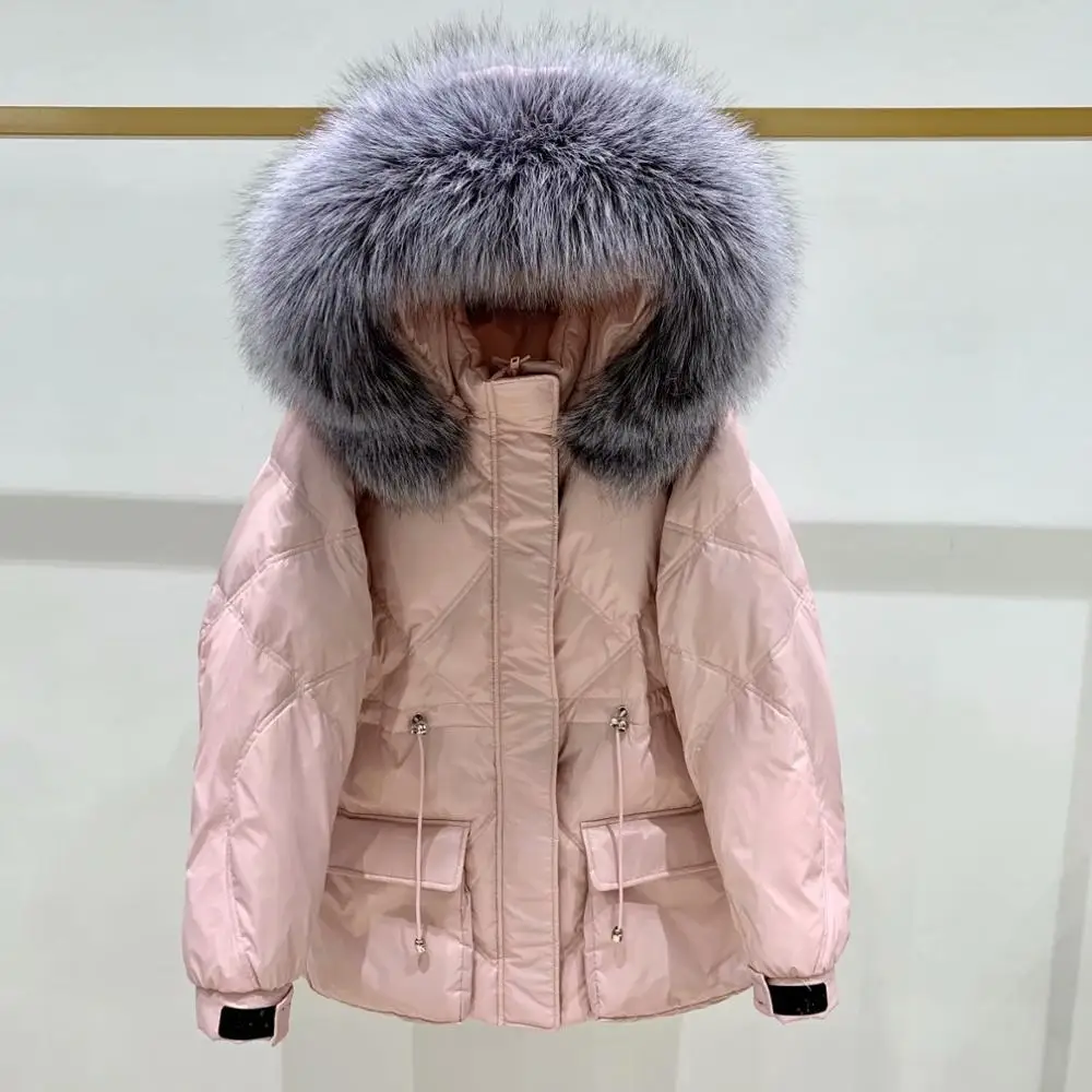 Большой воротник из натурального Лисьего меха 2020 Зимняя парка на 90% белом утином