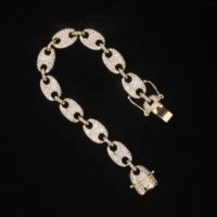 12mm mens rhinestone cuban gold bracelet personality premium texture neutral bracelet gifts for men hip hop miami