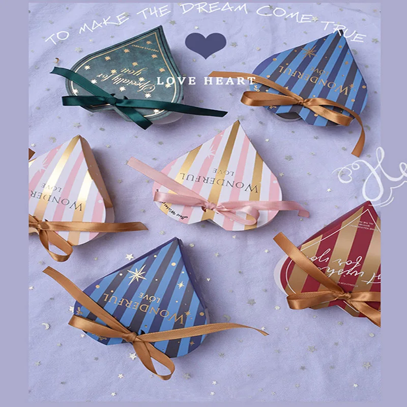 50 шт. конфетная коробка в форме сердца для шоколадного печенья подарок с лентой