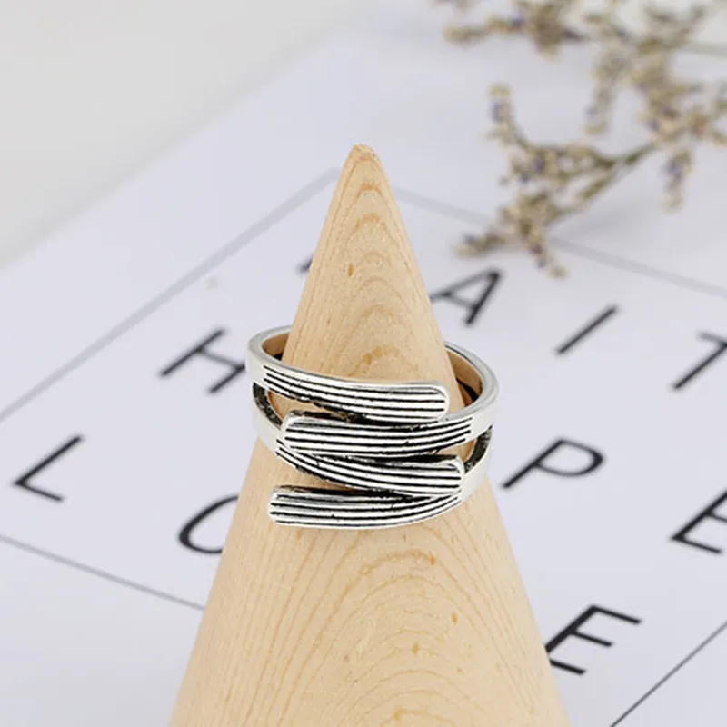 MEETSOFT Открытое кольцо из тайского серебра для женщин простое регулируемое Ретро