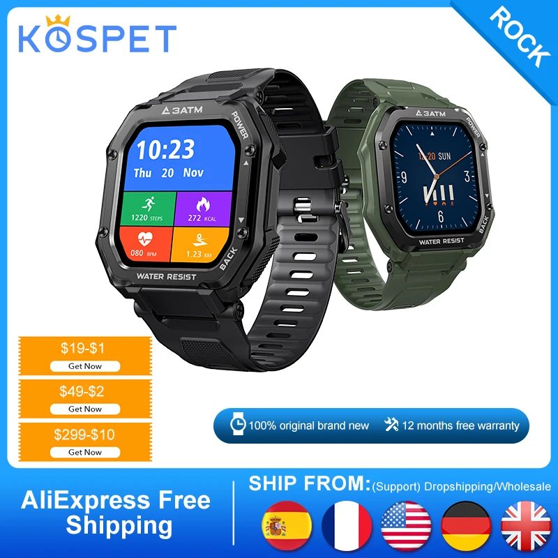 Смарт часы KOSPET мужские с сенсорным экраном 2021 дюйма водостойкие 3 АТМ|Смарт-часы| |