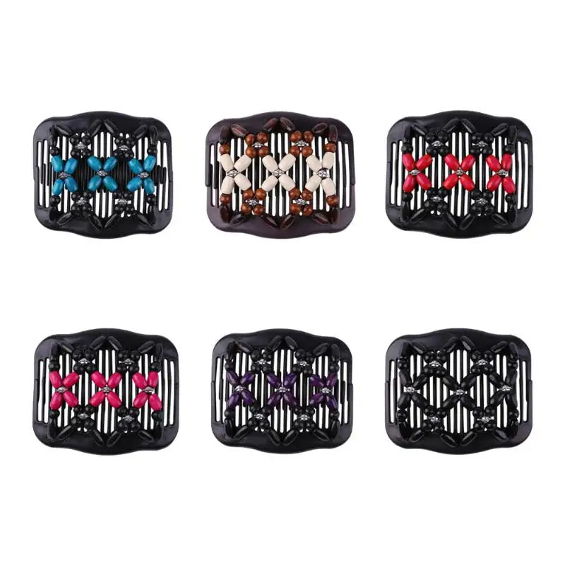 Женская эластичная заколка для волос не занимает места деревянные бусины в пучок