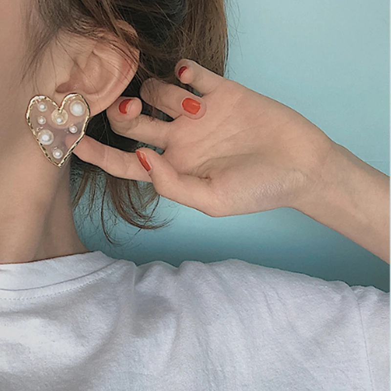 Серьги-гвоздики Tocona в Корейском стиле женские большие прозрачные геометрические