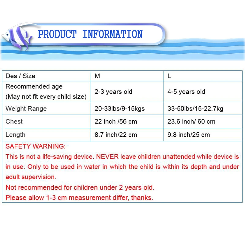Erapinky От 2 до 5 лет детский плавательный тренировочный спасательный жилет для