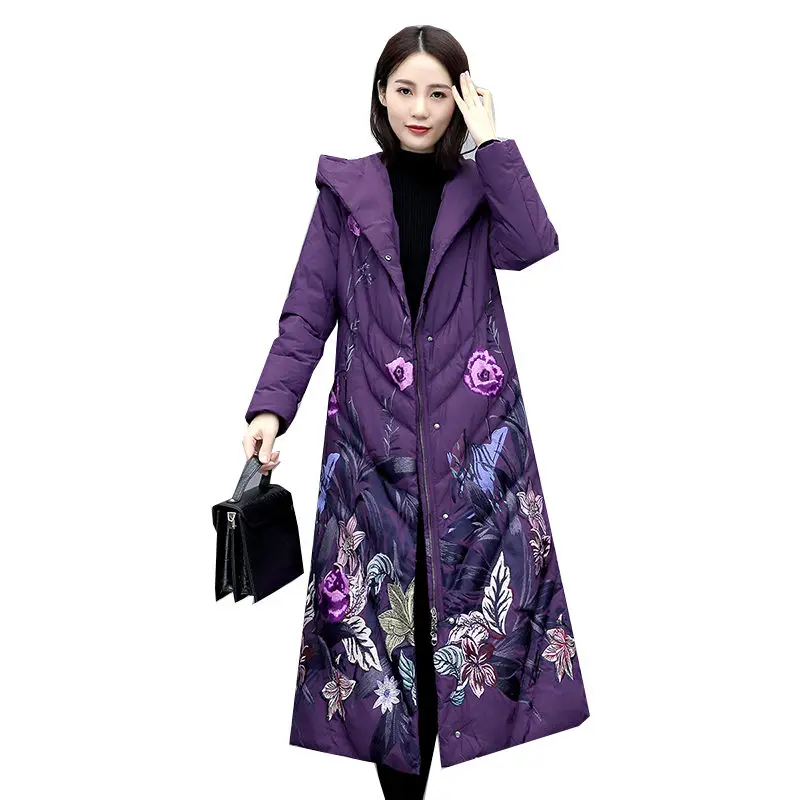 Женская Стеганая куртка средней длины зимняя в стиле ретро с капюшоном китайском