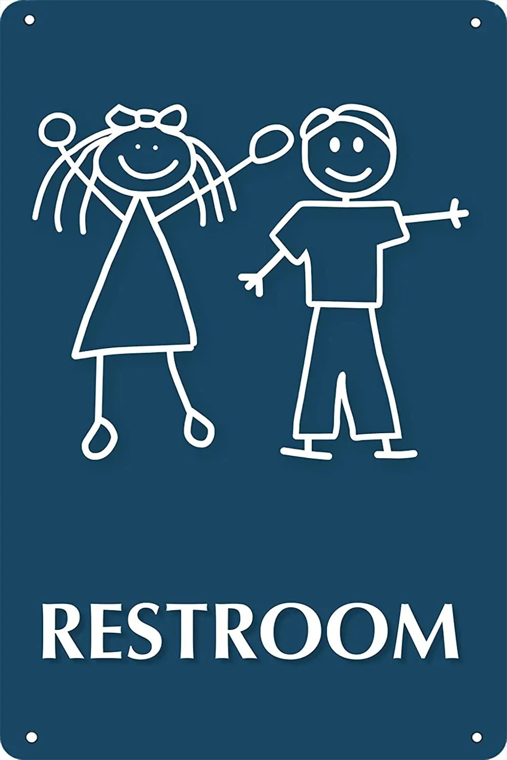 

Home Washroom Toilet Wall Decoration Metal Tin Sign Restroom for Two Children Fun Decorative Metal Plate 8x12 or 12x16 Inches