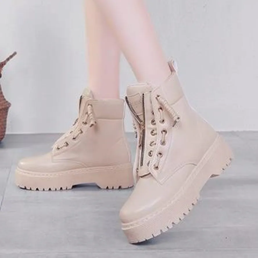 Женские ботильоны из искусственной кожи на плоской подошве с молнией