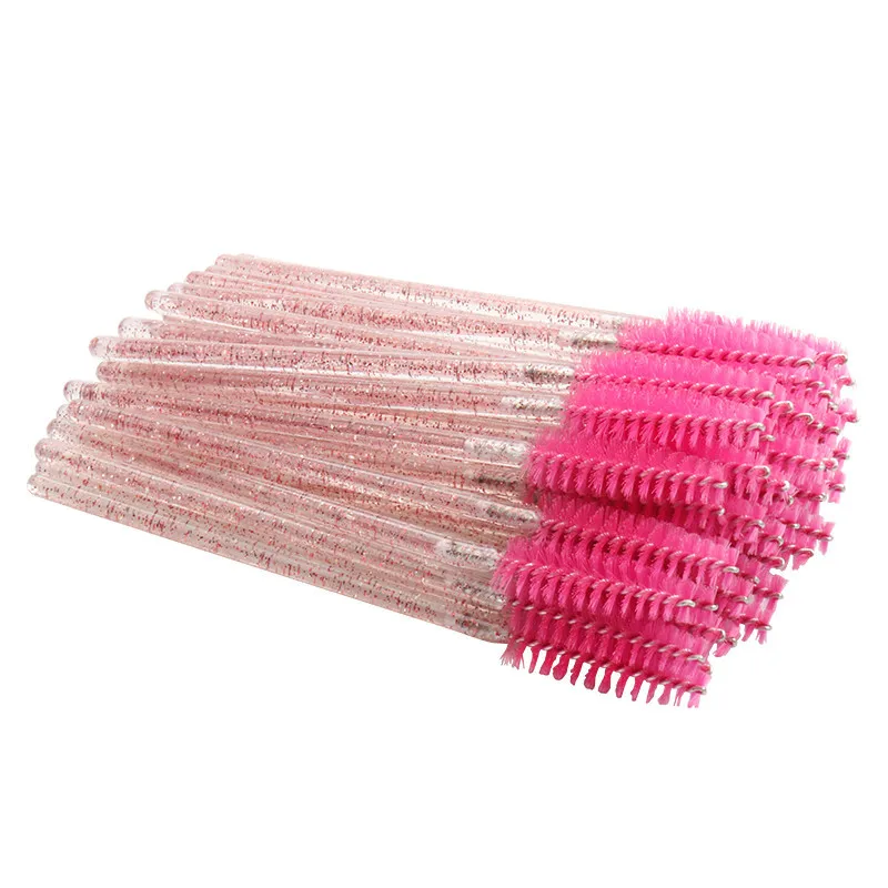 shiny-p-rose 200pcs 200/1000pcs Eyelash Brushes Makeup Brushes Disposable Mascara Wands Applicator Spoolers Eye Lashes Cosmetic Brush Makeup Tool - Handle Color: shiny-p-rose 200pcs