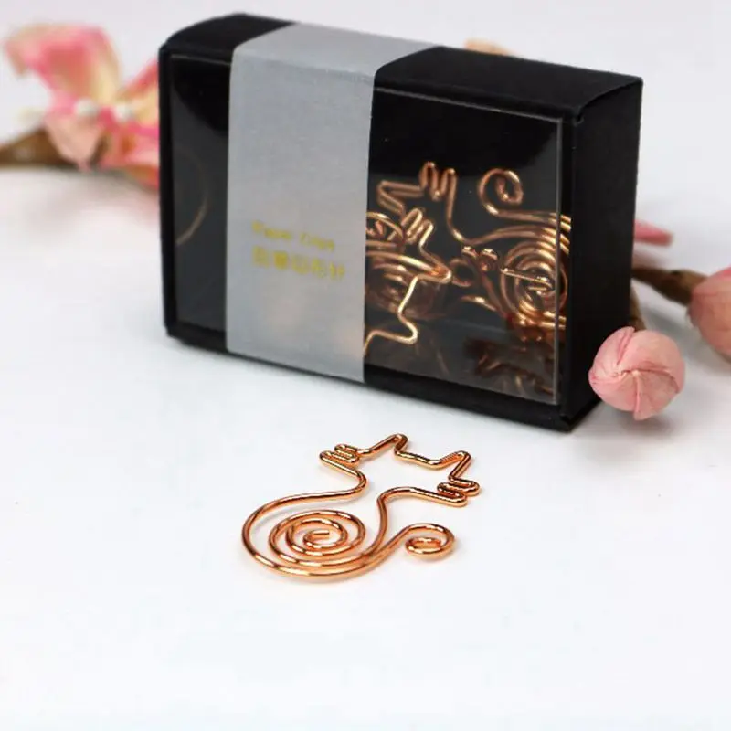 

Rose Gold 8pcs/box Kawaii Cat Paper Clips Bookmark Planner Tools Scrapbooking Tools Binder Paper clip