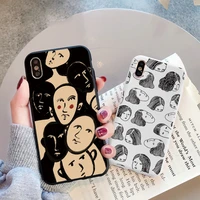 abstract cartoon face phone case for iphone 11 12 pro max 6s 7 8 plus se 2020 for iphone x xr xs max black soft silicone cover
