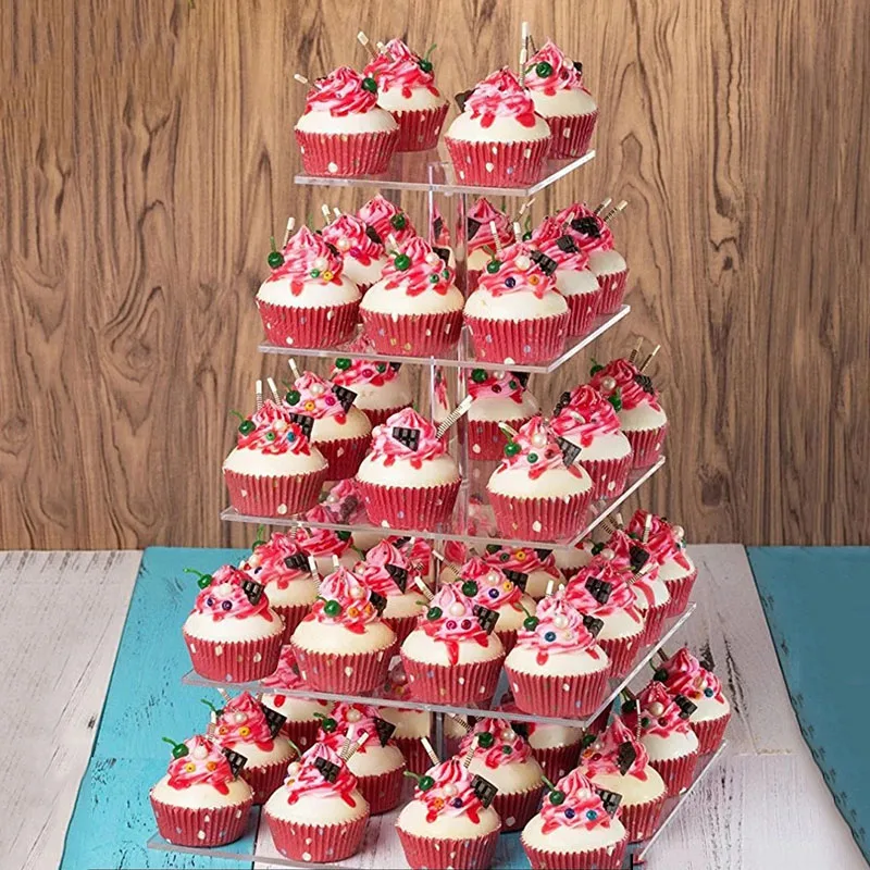 

5 Layers Acrylic Cake Display Stand For Party Round Cupcake Holder Bakeware Wedding Birthday Party Cake Fruit Shelf Stand Decor