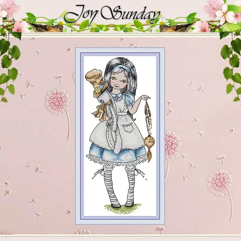 

Alice cartoon painting counted 11CT 14CT Cross Stitch Sets DIY Chinese Cross-stitch Kits Embroidery Needlework Home Decor