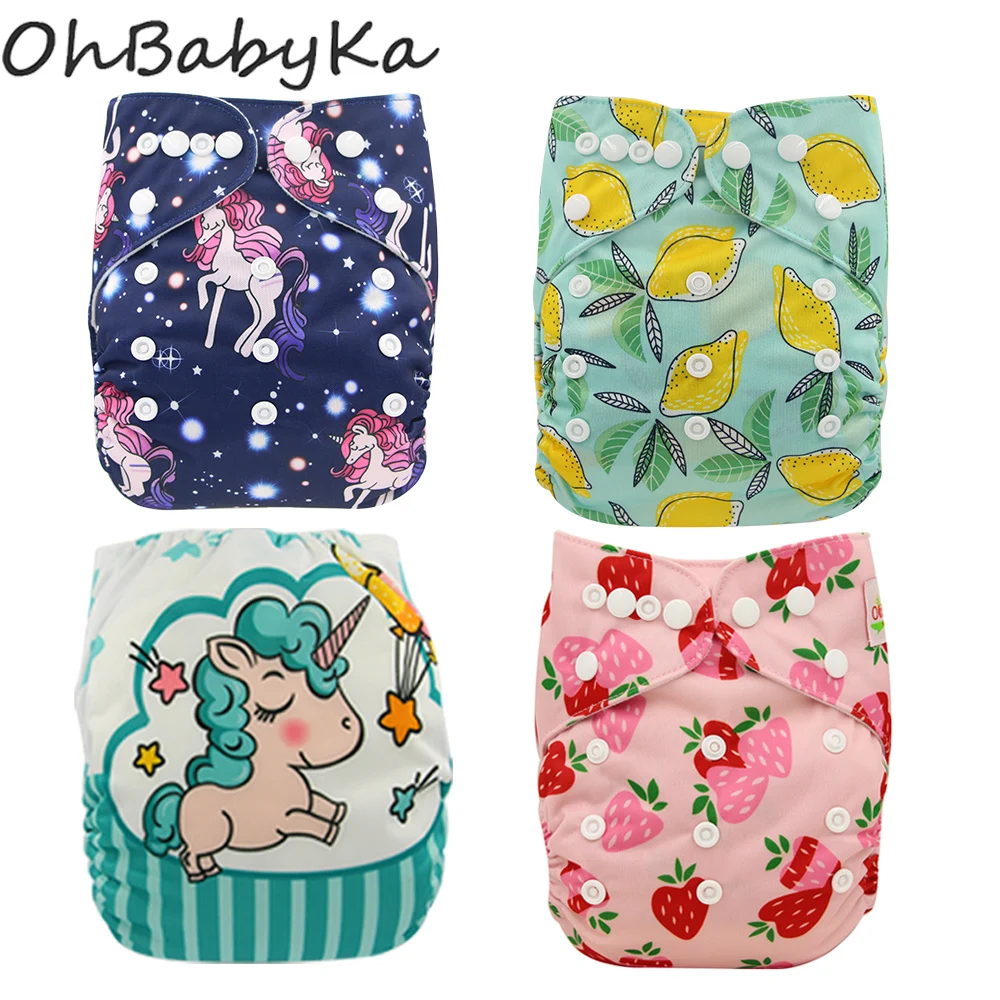 Ohbabyka, карманная Пеленка, покрывало для новорожденных, рождественские подгузники, многоразовые подгузники, животный узор, единорог, детские тканевые подгузники