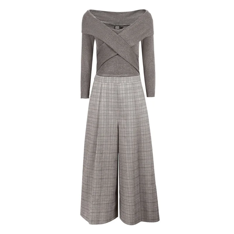 Женский комбинезон с широкими штанинами v образным вырезом и рукавами 3/4 Vero Moda |