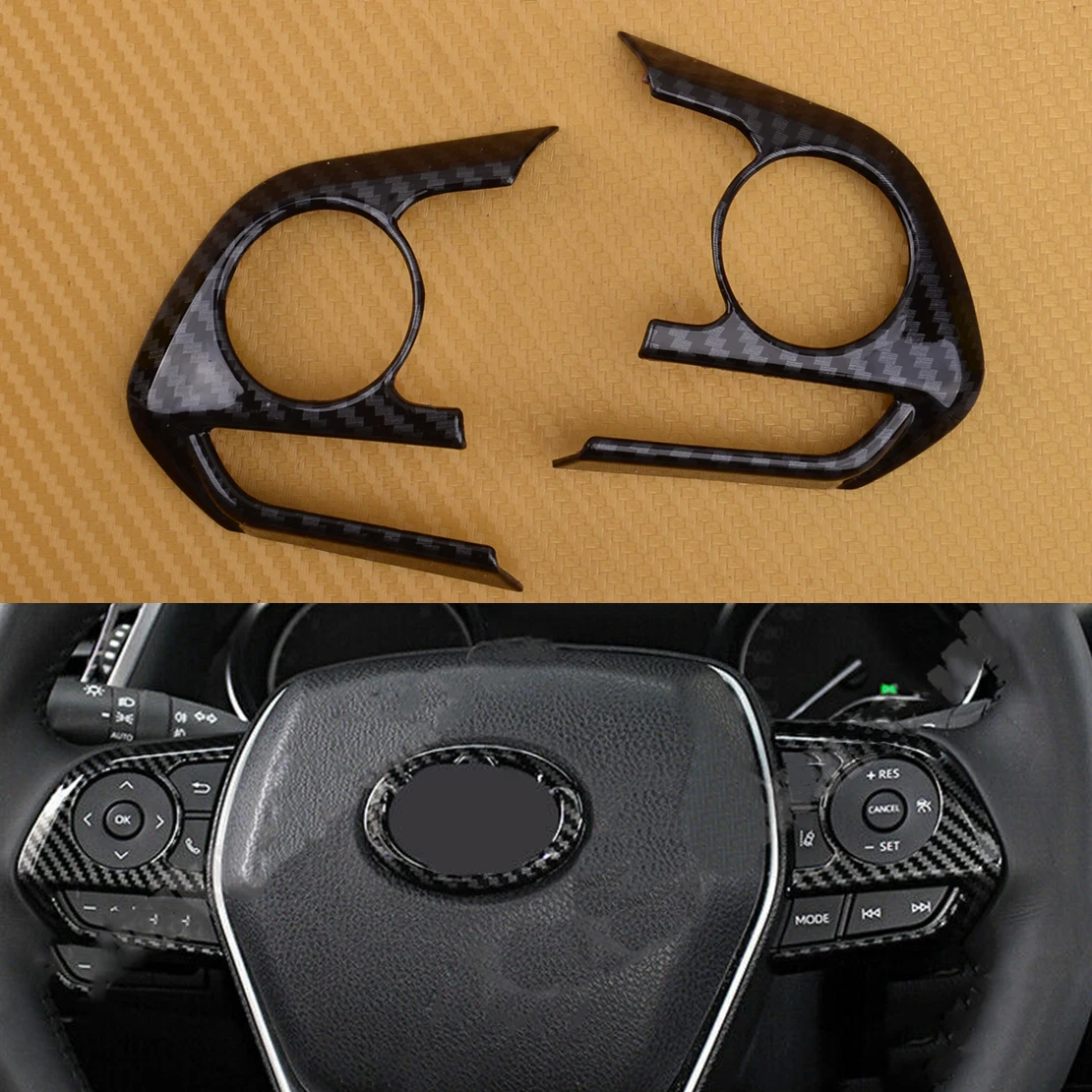 

2 шт., декоративная накладка на руль автомобиля, для Toyota Camry 2018 2019 ABS