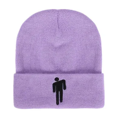 Billie Eilish Beanie, 15 цветов, вязаная зимняя шапка, одноцветная, в стиле хип-хоп, вязанная шапка Skullies, шапка, аксессуар для костюма, подарки, теплая зимняя шапка - Цвет: Фиолетовый