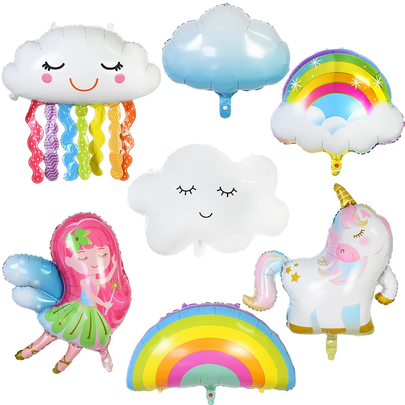 1 шт мультфильм улыбка облако Радуга фольга шары Единорог С Днем Рождения