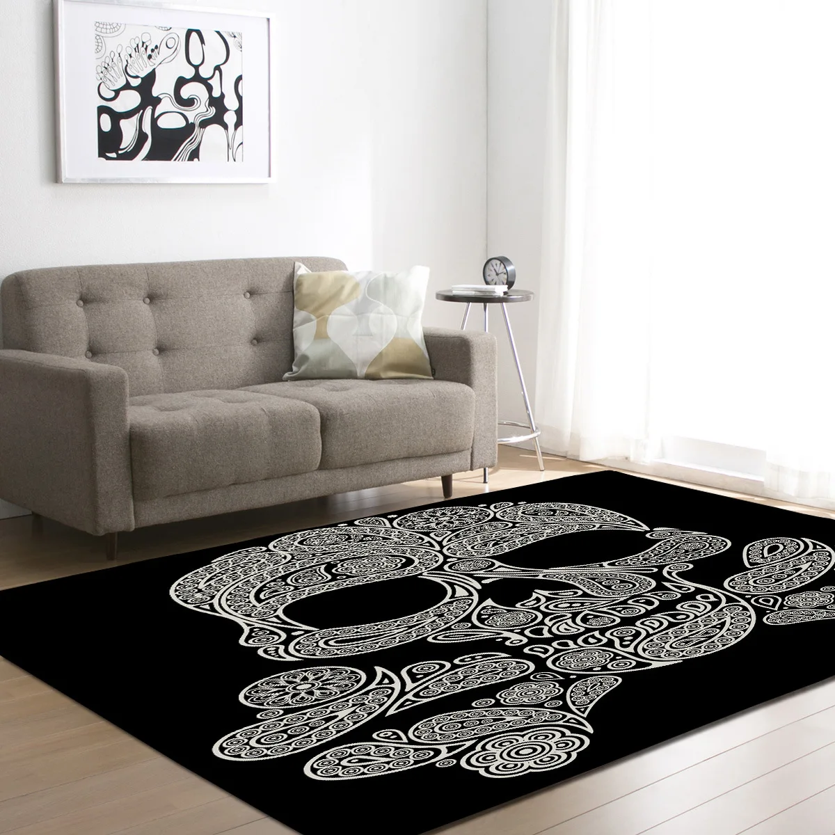 

Rugs Creative Skull Carpets Boys Room Play Games Mat Flannel Area Rug Carpet for Living Room Home Decor Pad Bedroom Decorative