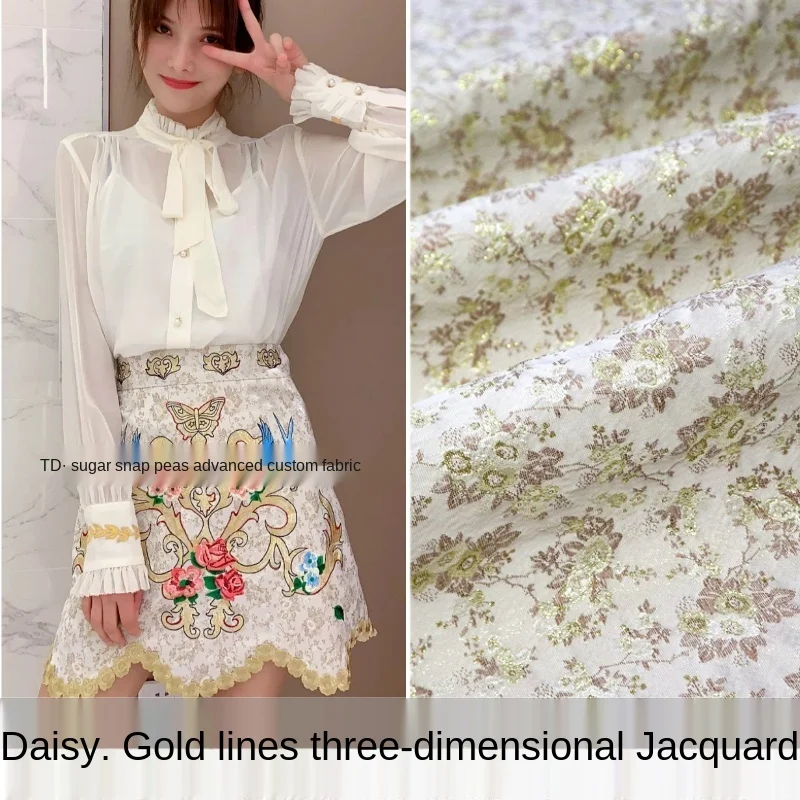 

Small daisy gold silk three-dimensional embossed yarn-dyed jacquard fabric, sewing fabric factory shop is not out of stock