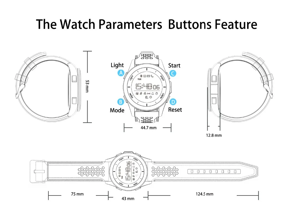 ABAY F3 Men's Bluetooth Smart Watch IP68 Waterproof Step-counting Fitness UV Monitor Remote Photo Camera Android IOS Wristband |