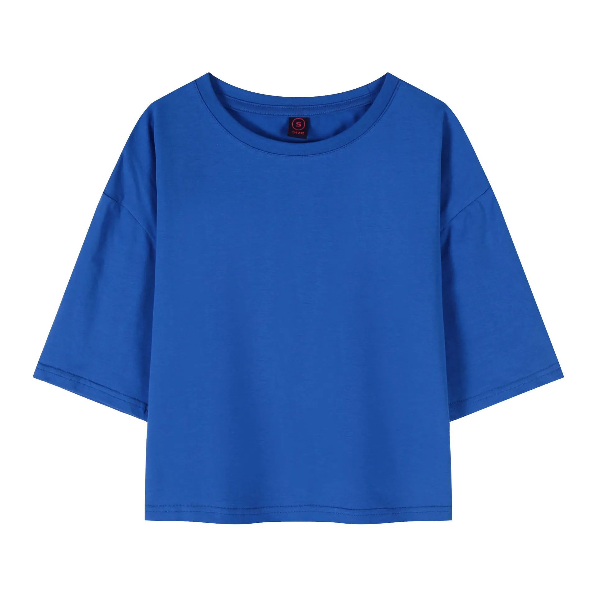 

Trendy navel t-shirt women solid color short round neck loose-fitting women's t-shirt black