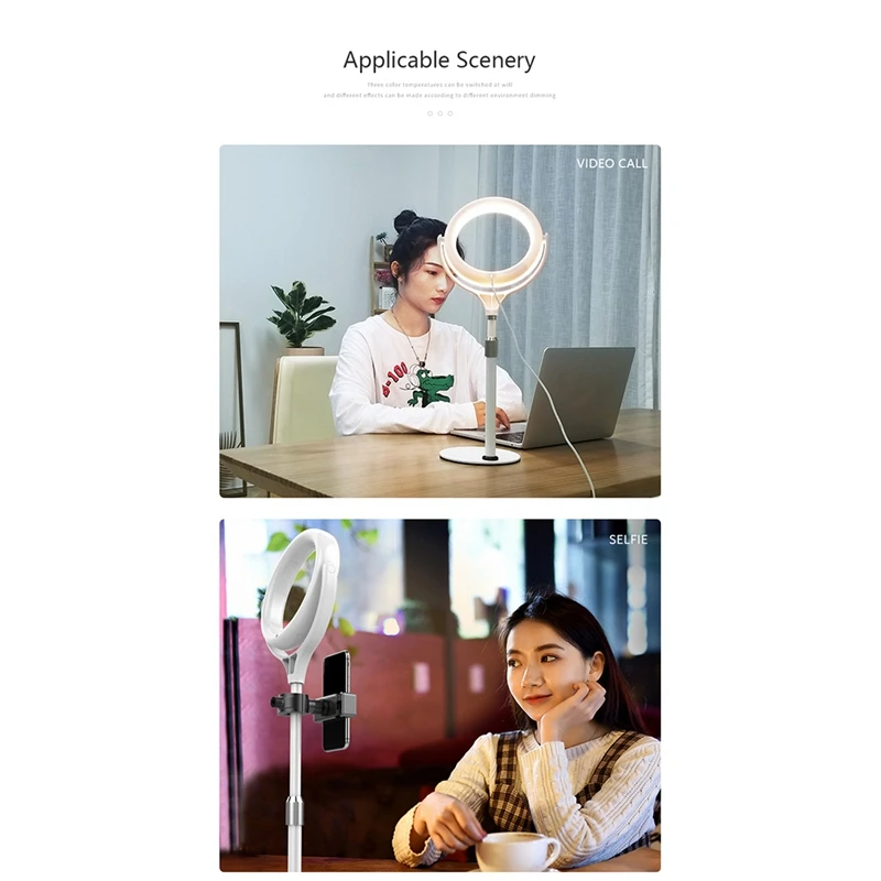 

LED Ring Light Desktop Live Selfie Beautifying Light, Used for Selfie Mobile Phone Video Photography Lighting
