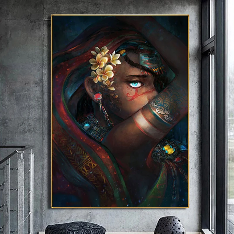 

Modern African Art Woman Black Girl Canvas Painting Wall Art Picture Posters and Prints for Living Room Cuadros No Frame