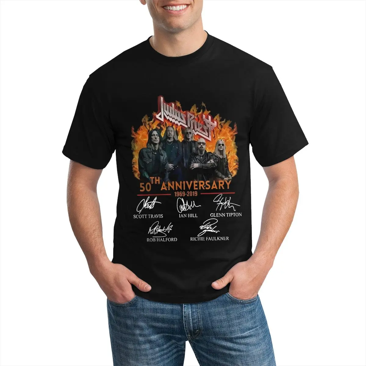 Бесплатная доставка Мужская футболка с изображением священника из юдаса на 50-ю