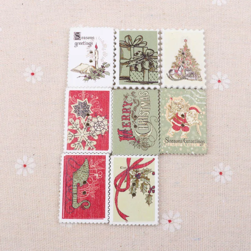 10 шт. рождественские деревянные пуговицы для шитья почтовый штамп Picot edgeшаблон