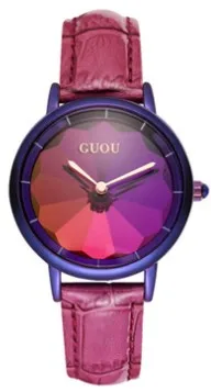 purple leather Роскошные женские часы, женские наручные часы из нержавеющей стали с бриллиантами, женские кварцевые часы с кристаллами, женские часы, новинка - Цвет: purple leather
