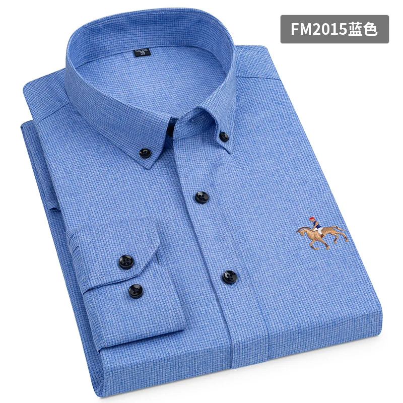 Men's Classic Long Sleeve Bamboo-fiber Men Shirt Pocketless Regular-fit Comfortable Soft Stretchy Non-Iron Solid Man Dress Shirt