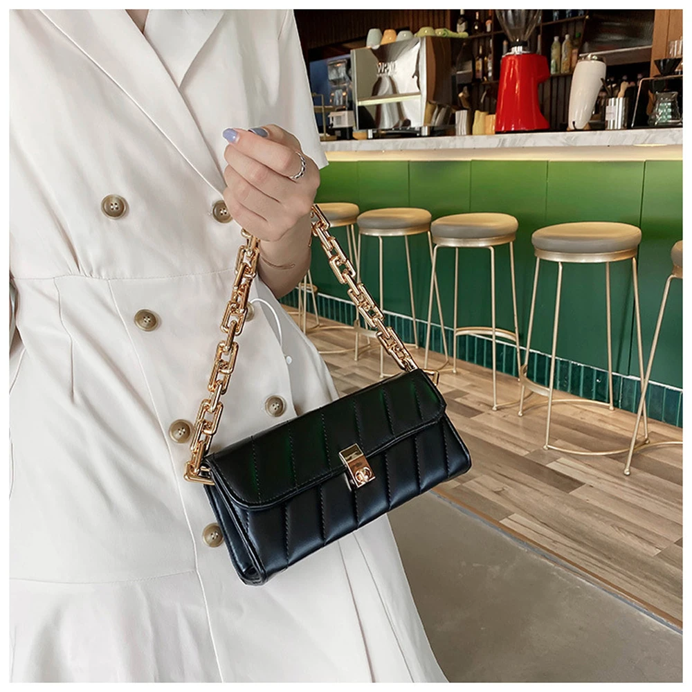 

New Women's Shoulder Bag Gold Chain Square Underarm Bag Purse Luxury Ladies Messenger Bag Girls Gift Outing Bag Daily Outing Bag